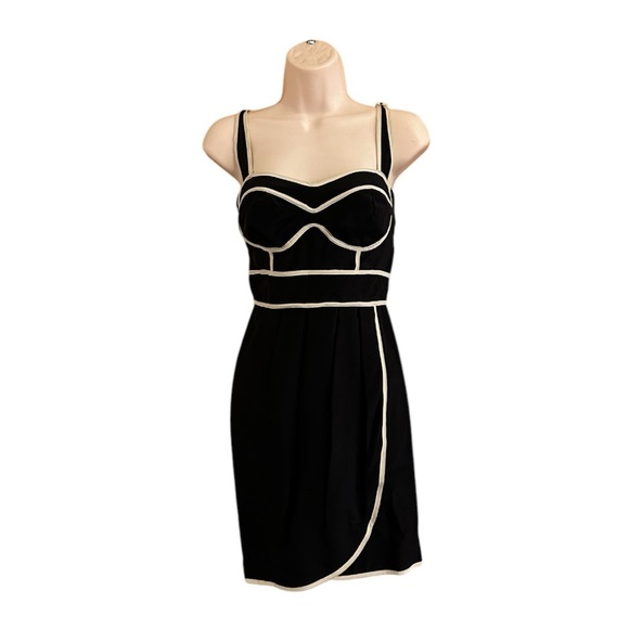 Subtly Sexy Black and White Silk Formal Mini Dress - Picture 1 of 8
